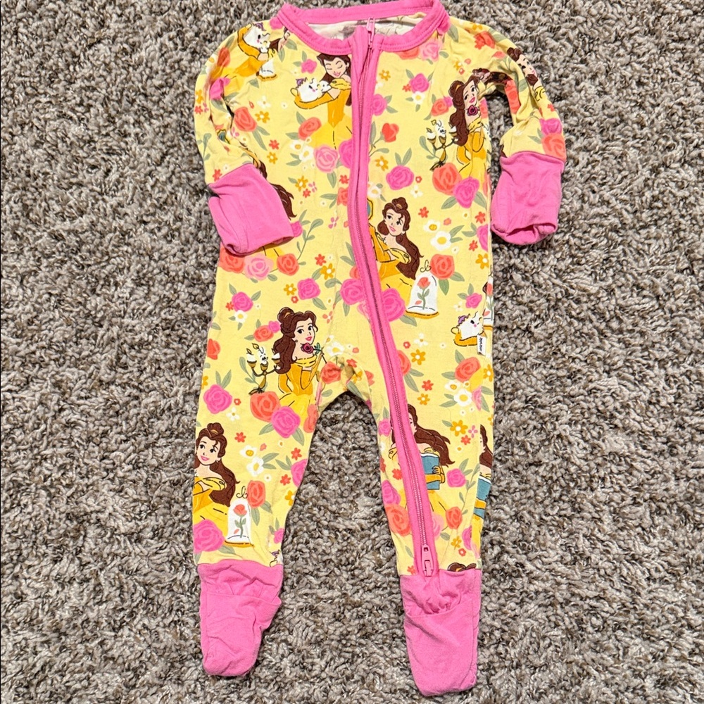 Little Sleepies Belle Yellow and Pink Kids Pajama Footies